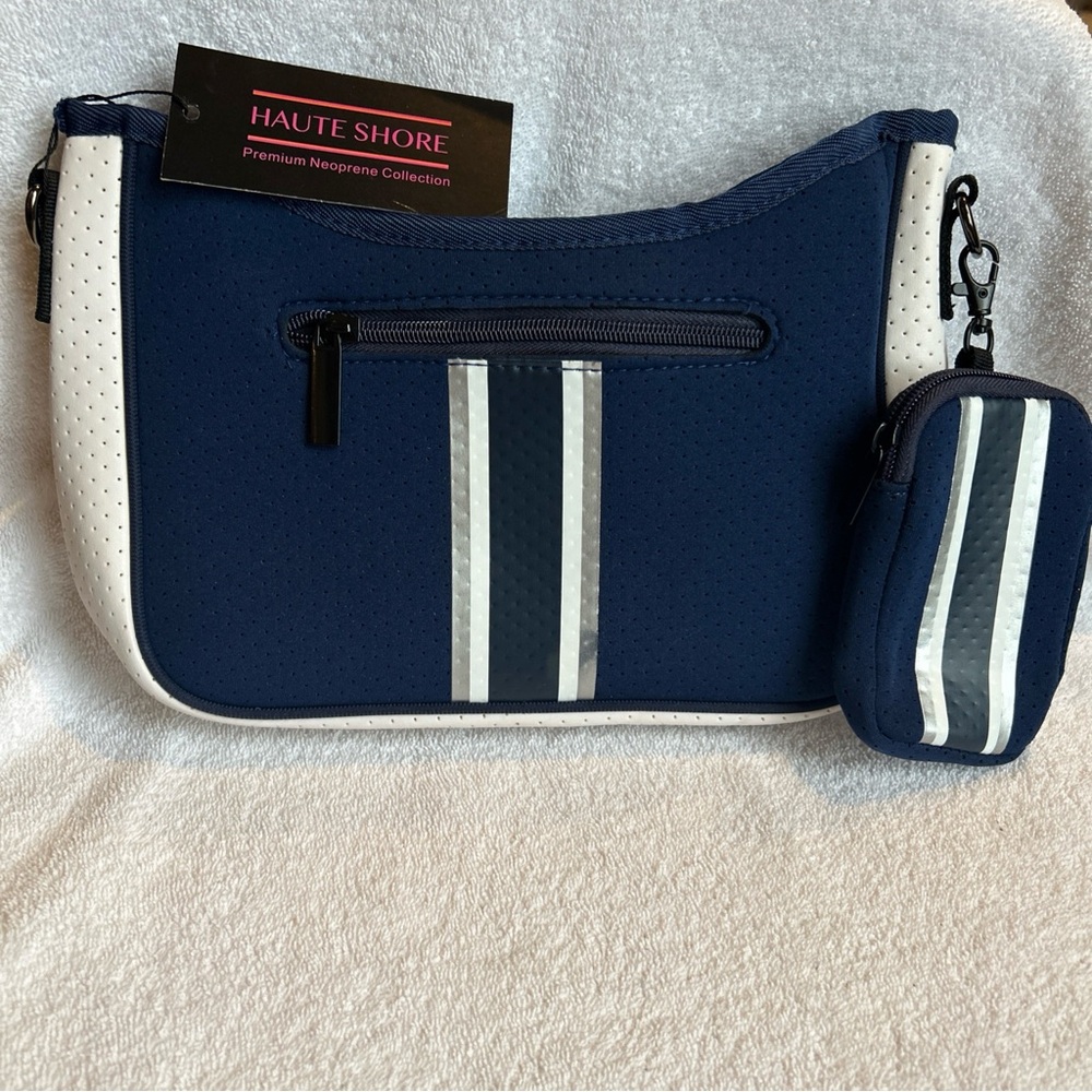 Haute Shore Navy and White Purse Bag with coins purse
